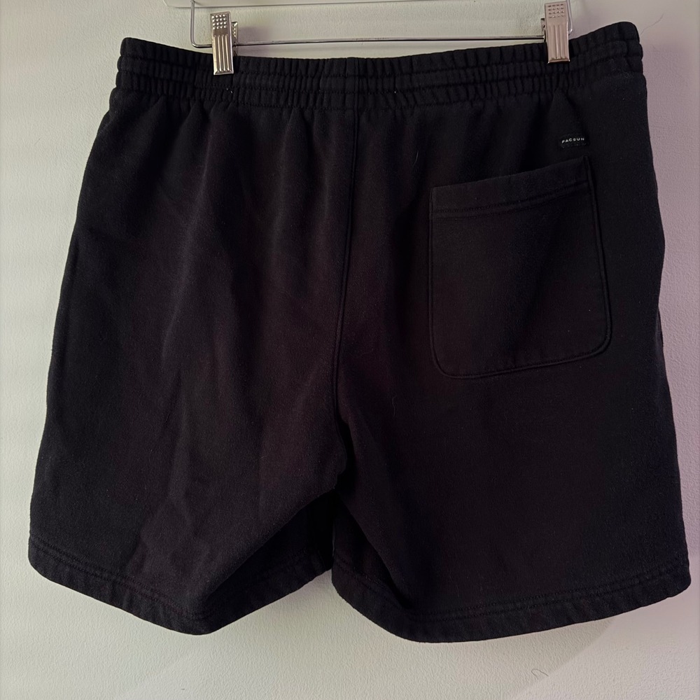 PacSun Volley Sweat Shorts Mens Medium Black Excellent Drawstring Fleece Casual